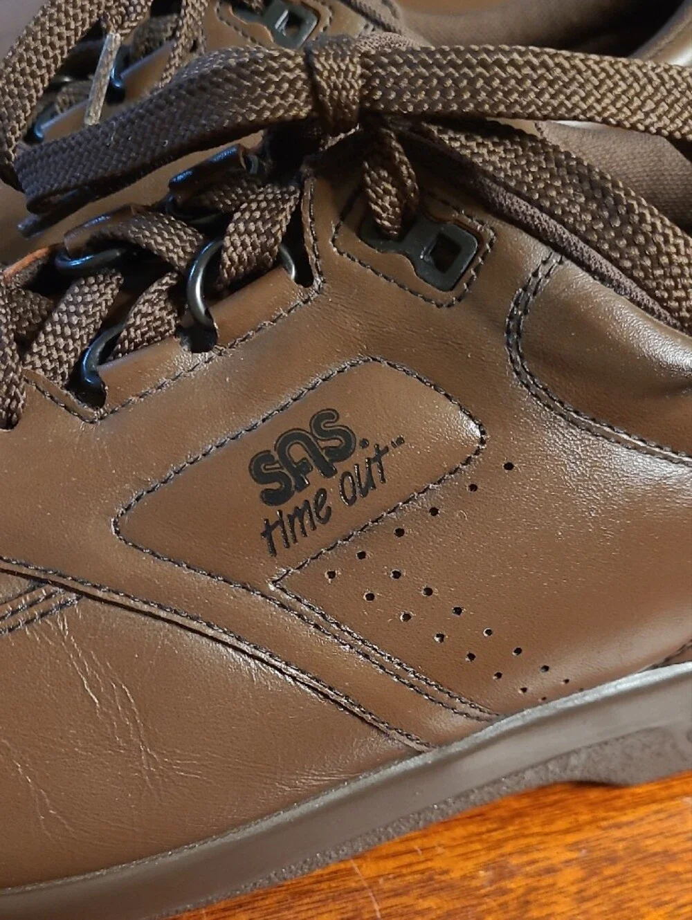 SAS Men's Time-out Leather Brown Lace-Up Comfort Walking Sneakers 11.5 EUC